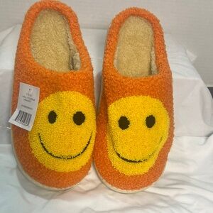 Orange Smiley Face adult Slippers